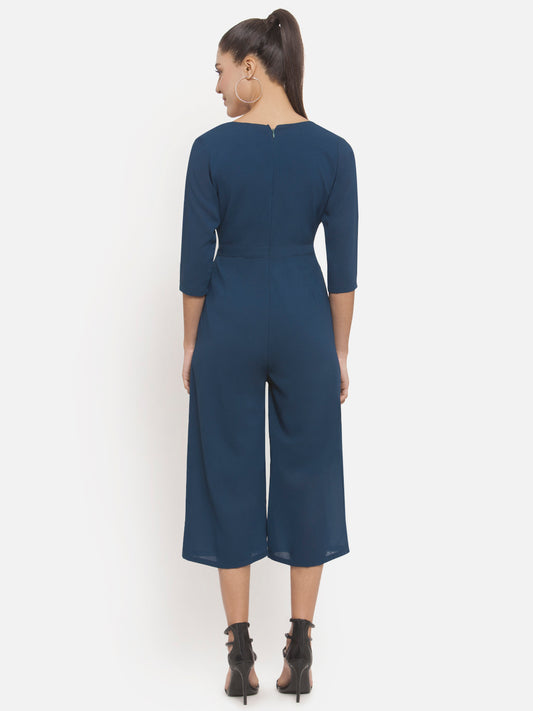 Women Turquoise Front Wrap Jumpsuit