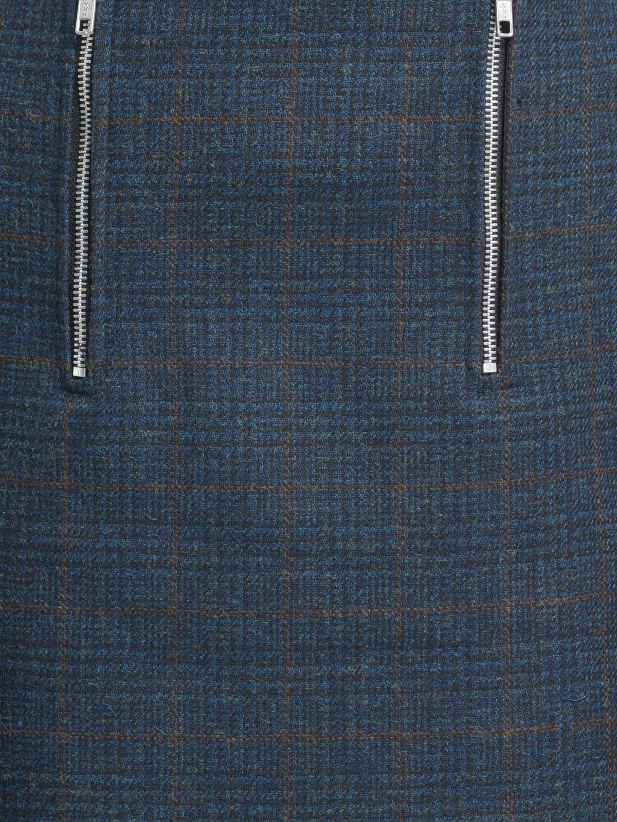 Women Blue Checks Woolen Mini Skirt
