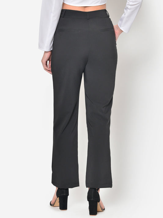 Women Black High Waist Bootcut Trouser