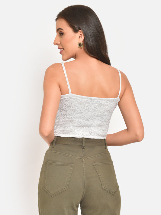Women White Lace Cami Top