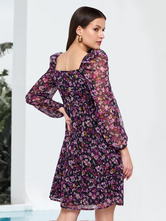 Women Purple Black Floral Dress