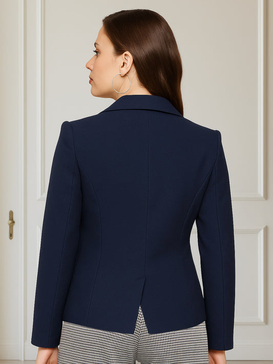 Women Navy Blue Tailor Fit Blazer