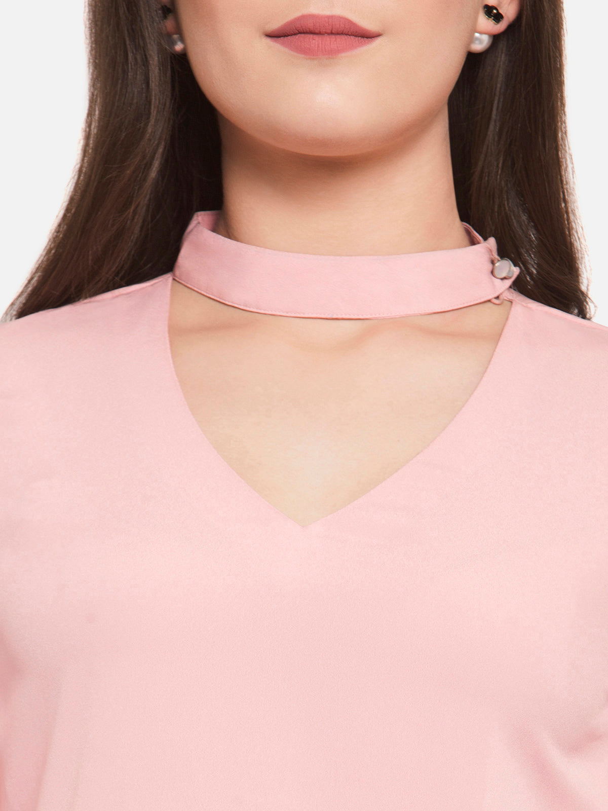 Women Nude Pink Layered Sleeve Top