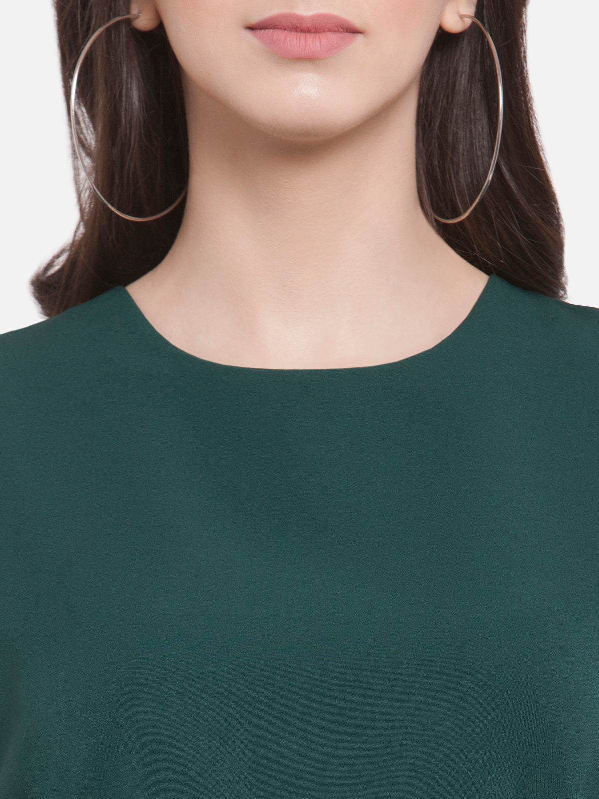 Women Green Front V Cut Crop Top