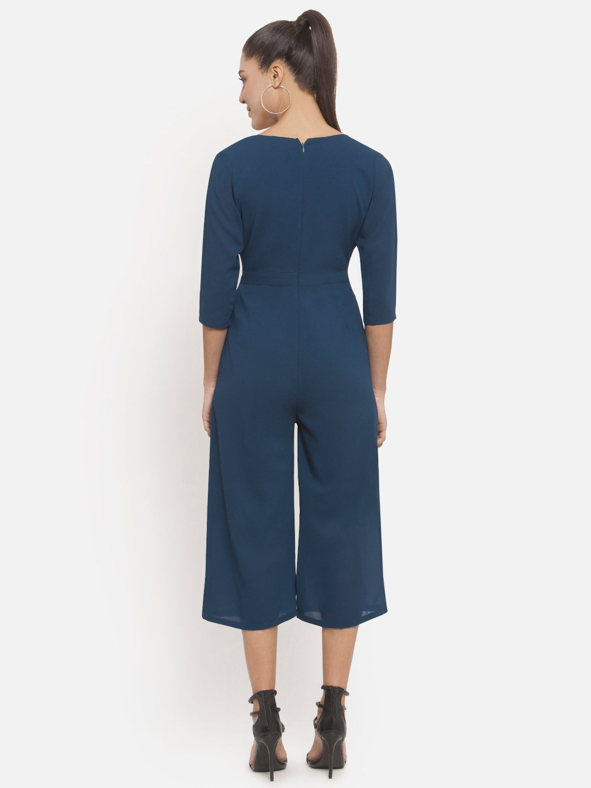 Women Turquoise Front Wrap Jumpsuit
