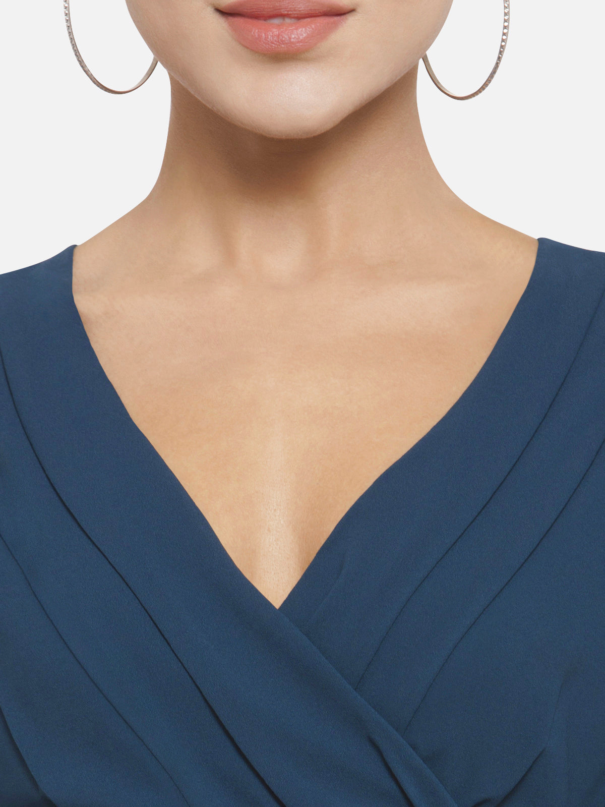 Women Turquoise Front Wrap Jumpsuit