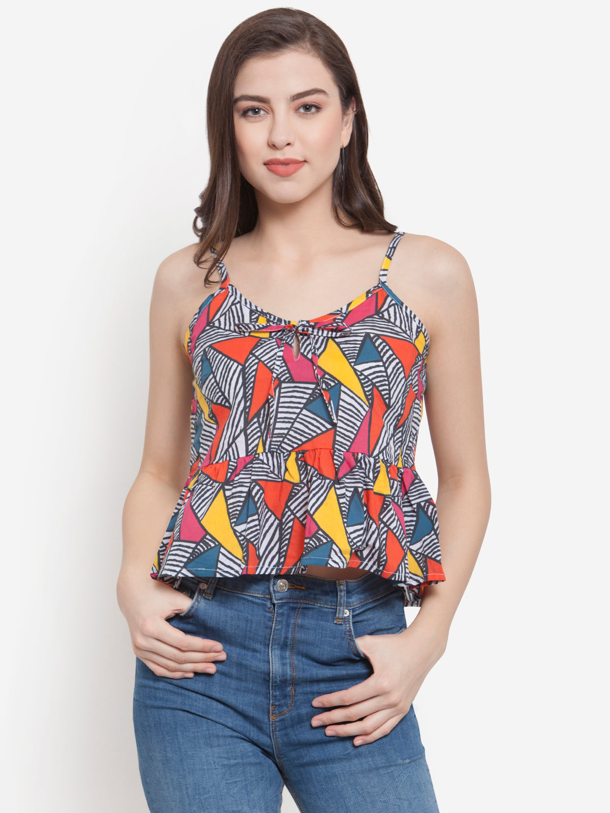 Women Multi Color Print Cami Cotton Top