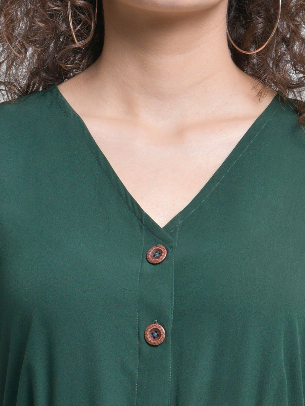 Women Green Front Buttoned Jumpsuit