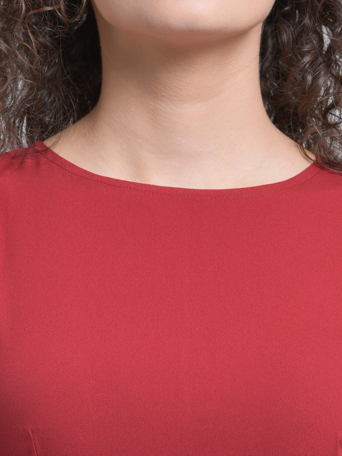 Women Maroon Bust Detail Skater Dress