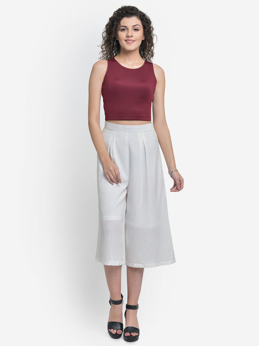 Women Maroon Neoprene Crop Top