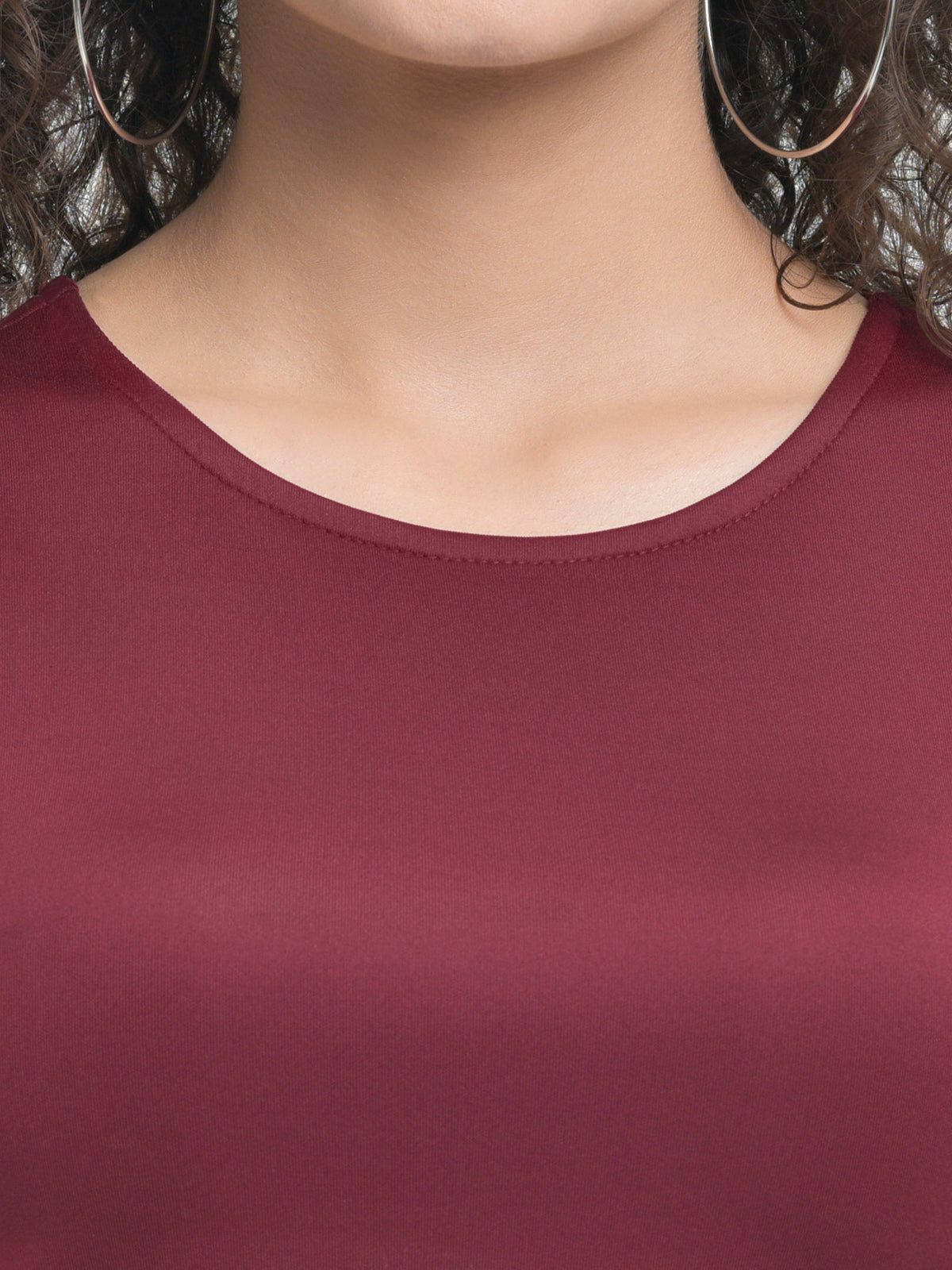Women Maroon Neoprene Crop Top