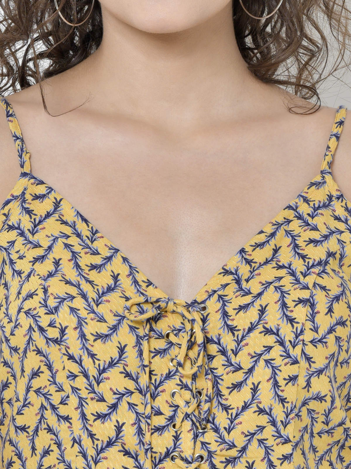 Women Yellow Floral Print Cami Top