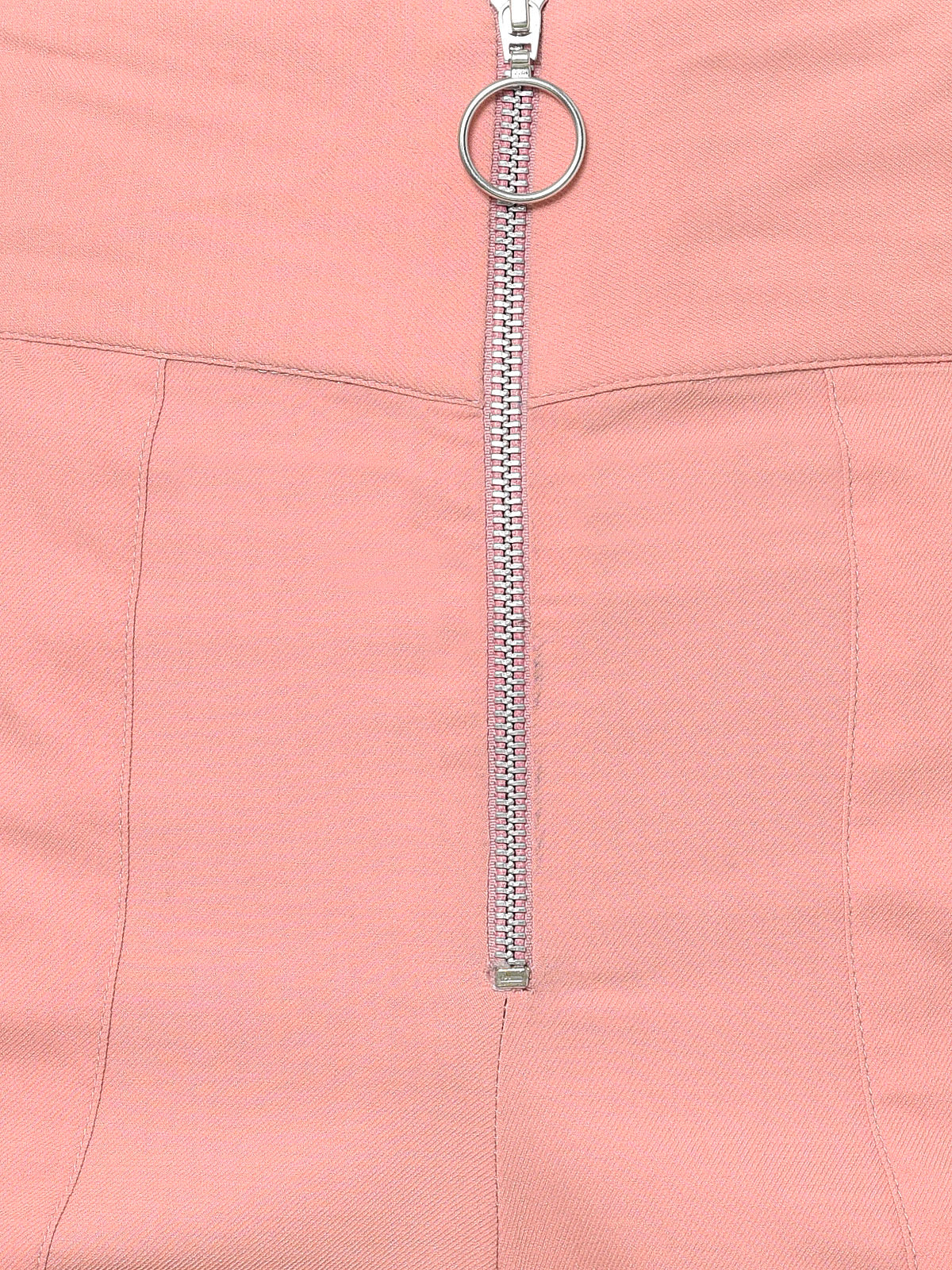 Women Peach High Waist Front Zip Bootcut Trouser