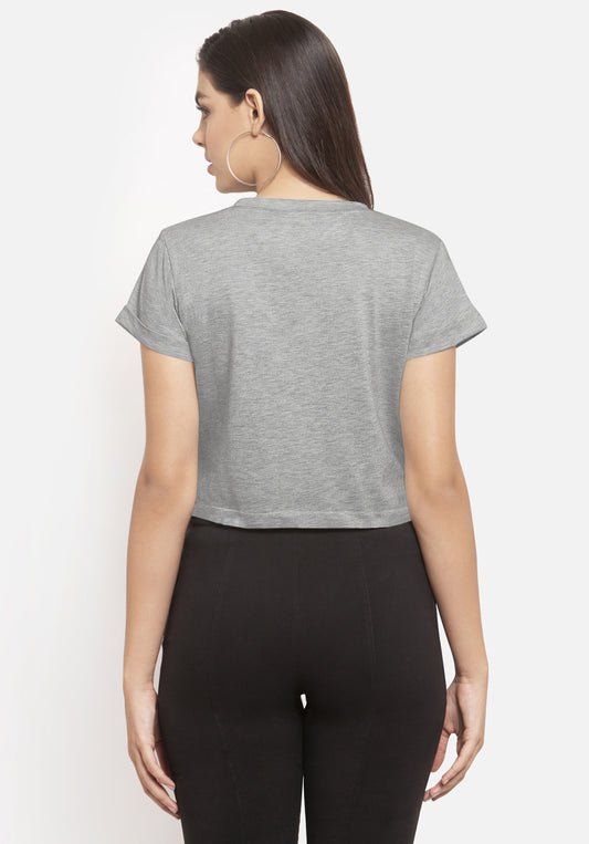 Women Colored Pocket Grey Nepstar Crop Top