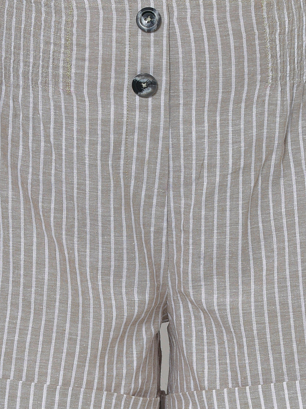 Women Brown Striped Buttoned Shorts