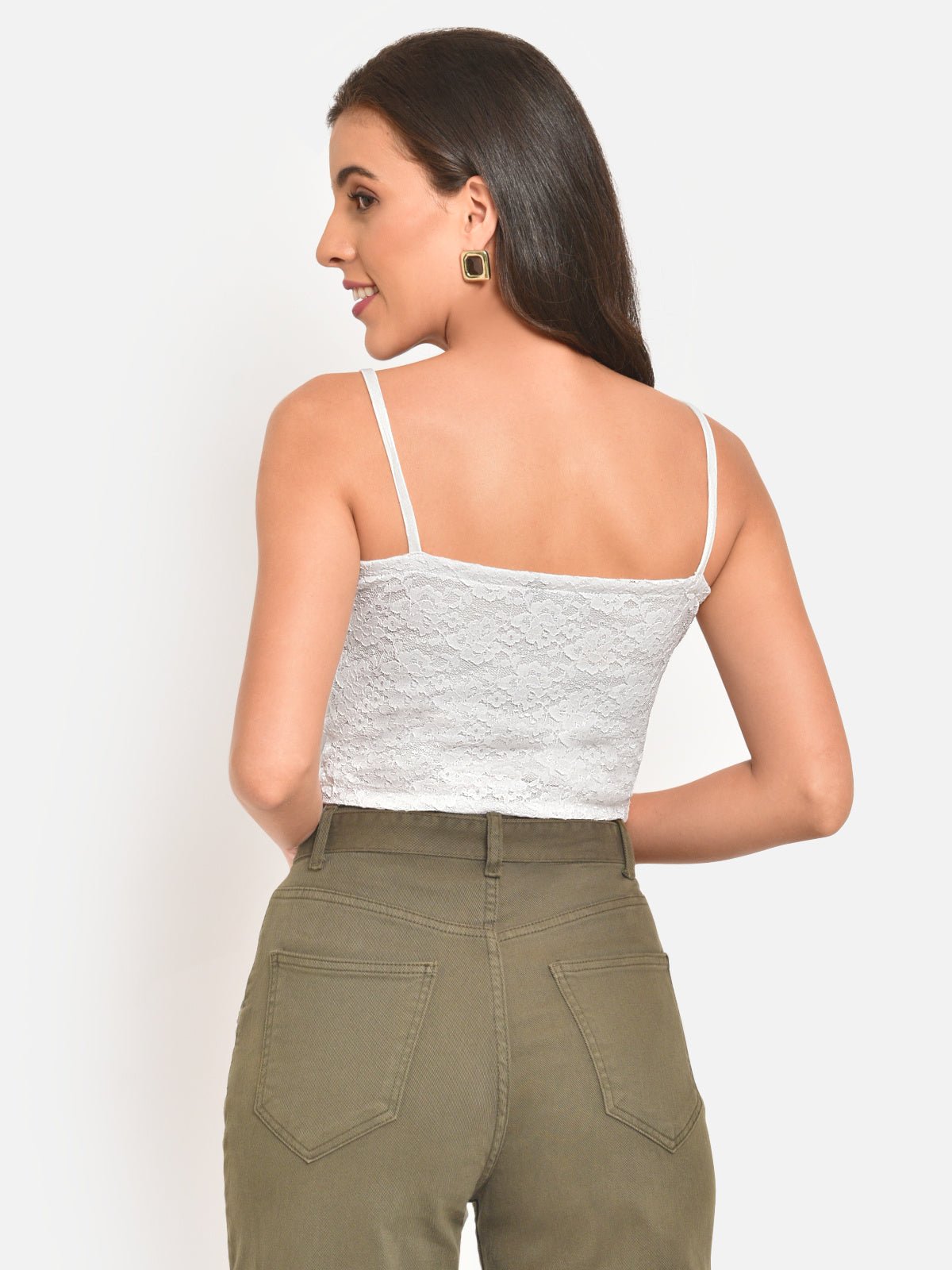 Women White Lace Cami Top