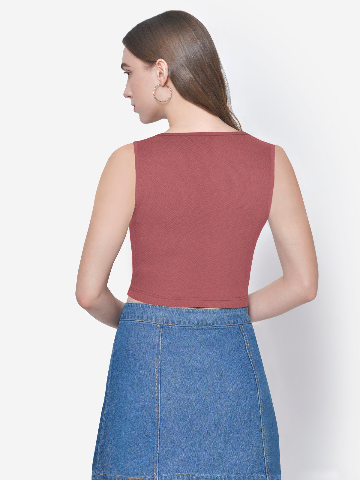 Women Pink Textured Buttoned Crop Top