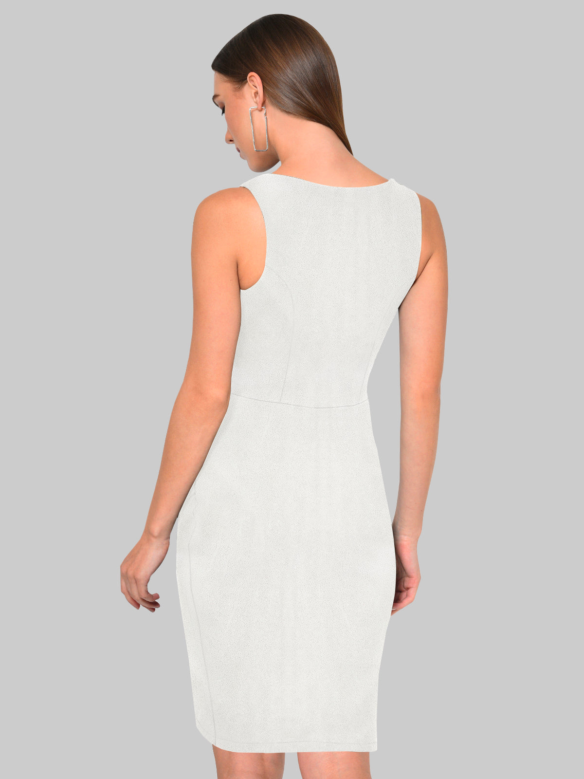 Women White Drape Bodycon Shimmer Dress
