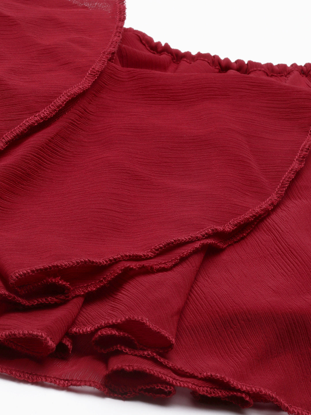 Women Maroon Off Shoulder Bell Sleeve Cape Top