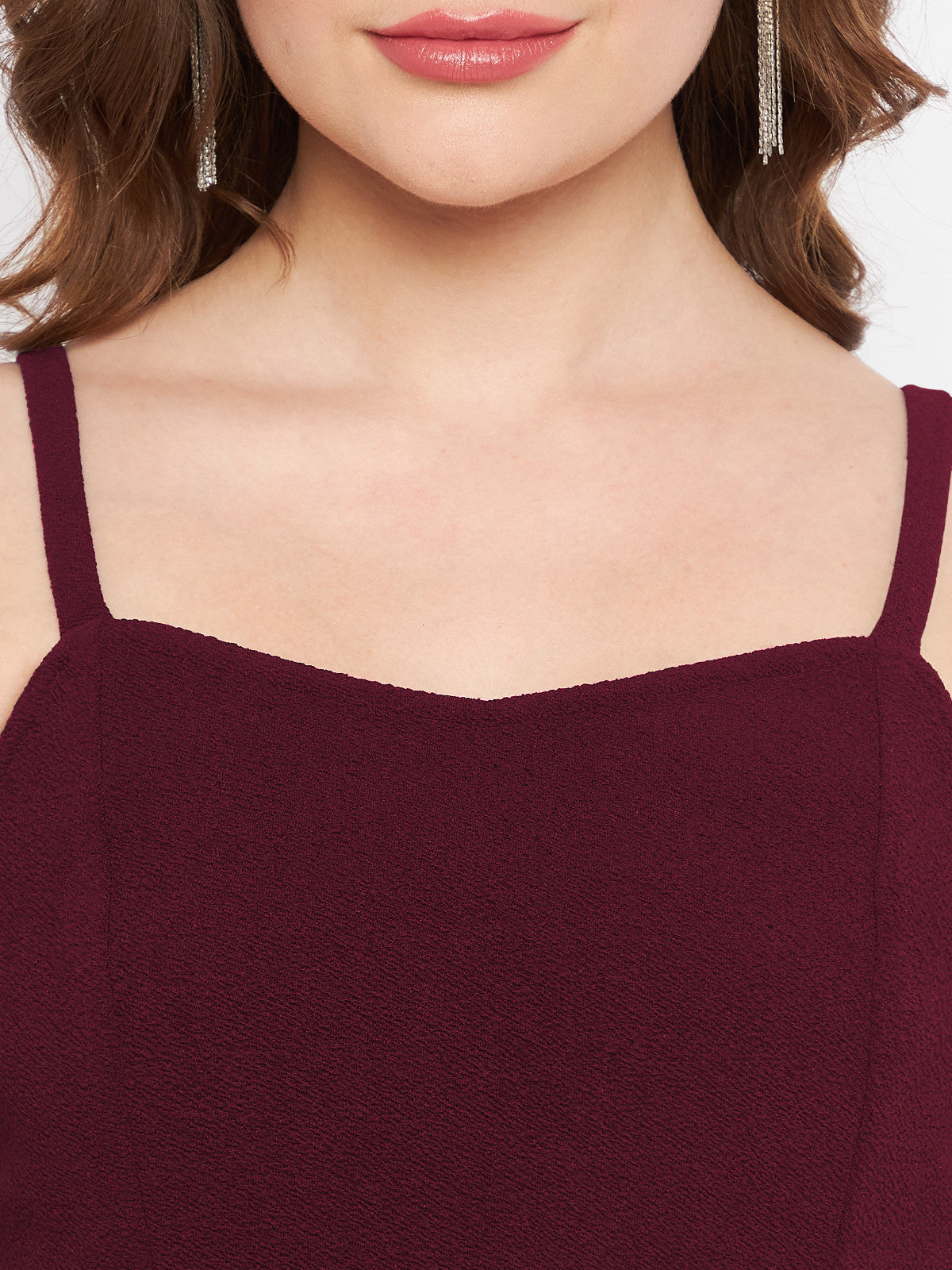 Women Wine Waist Cutout Jumpsuit