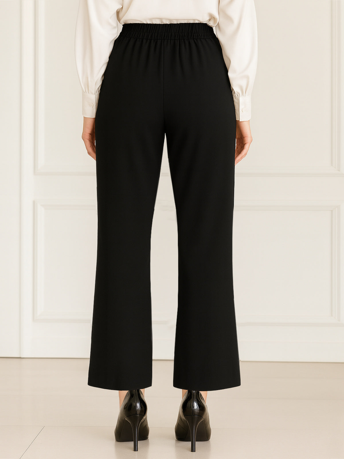 Women Black Front Pleat Trouser
