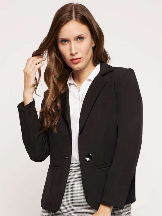 Women Black Tailored Fit Blazer