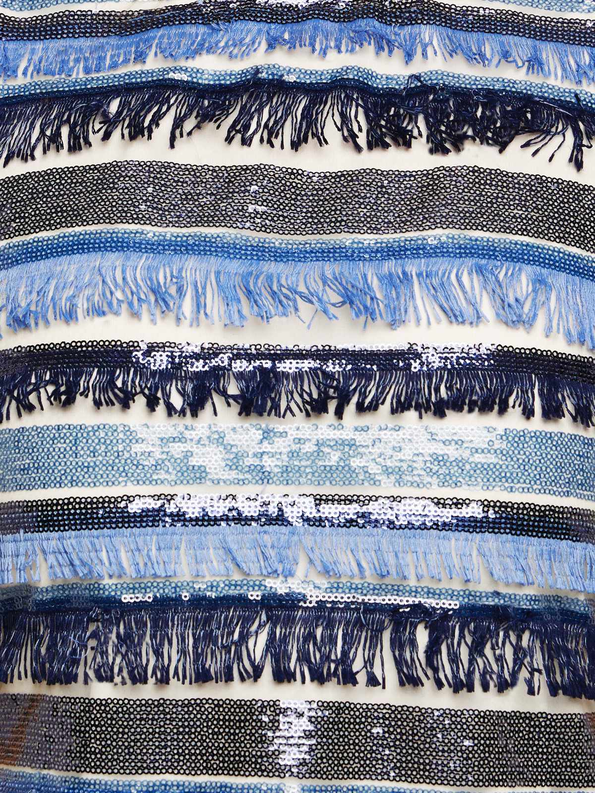 Women Blue White Sequin Fringe Bodycon Dress