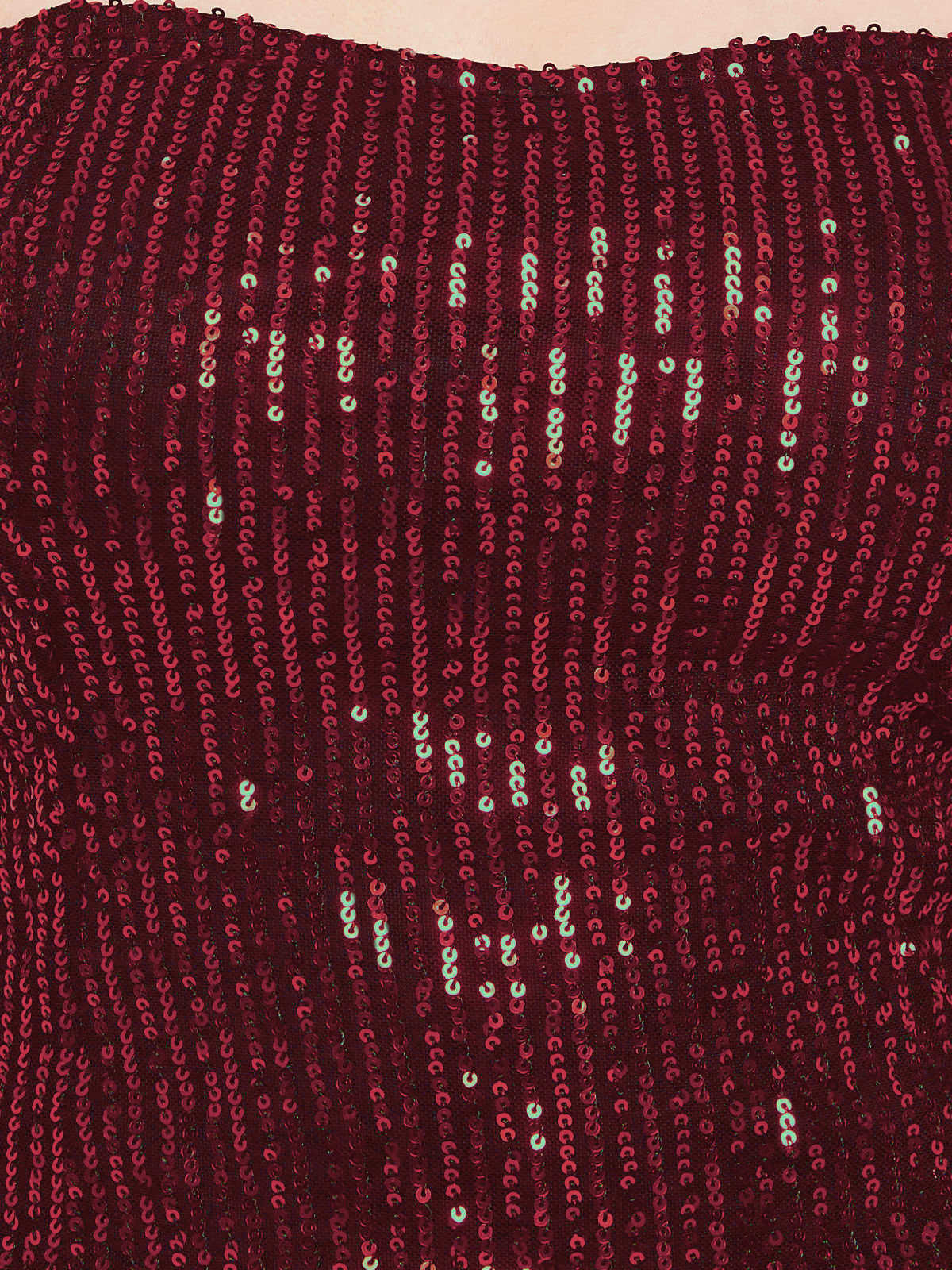 Women Maroon Sequin Slinky Corset Crop Top