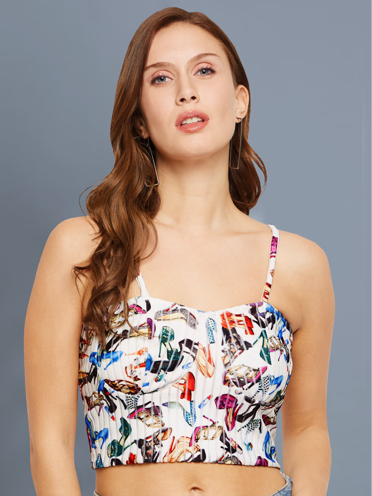 Women Off White Printed Bralette Top