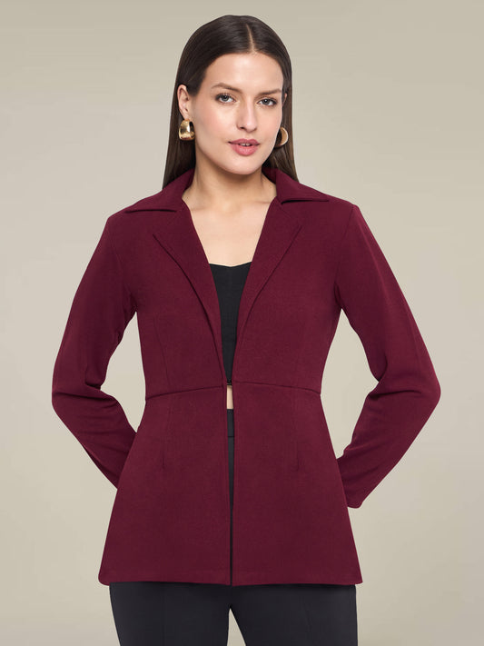 Women Red Tailored Fit Blazer