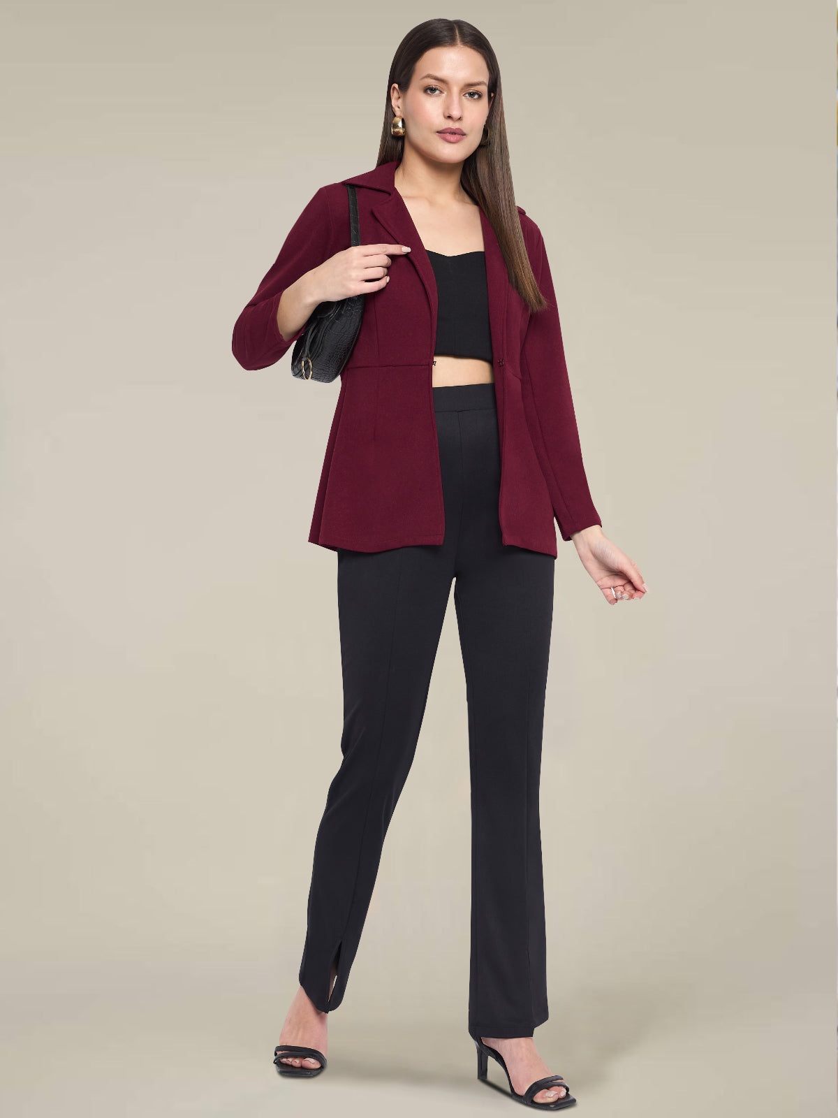 Women Red Tailored Fit Blazer