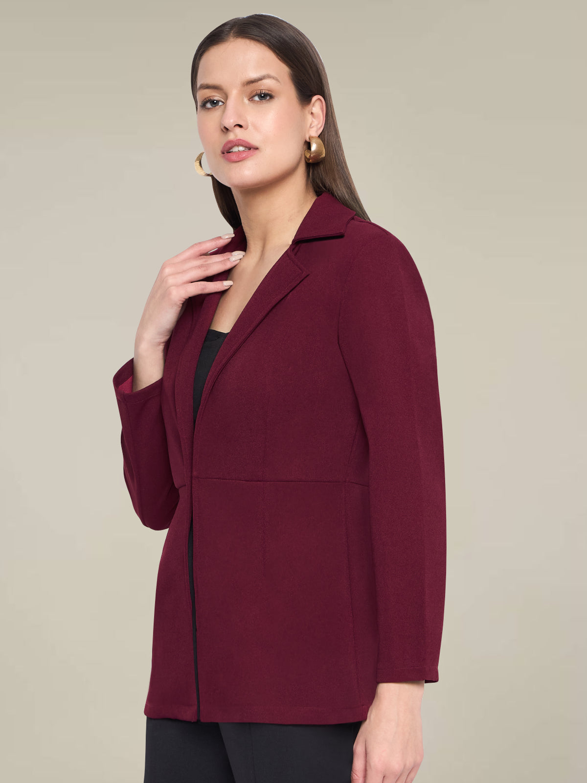 Women Red Tailored Fit Blazer