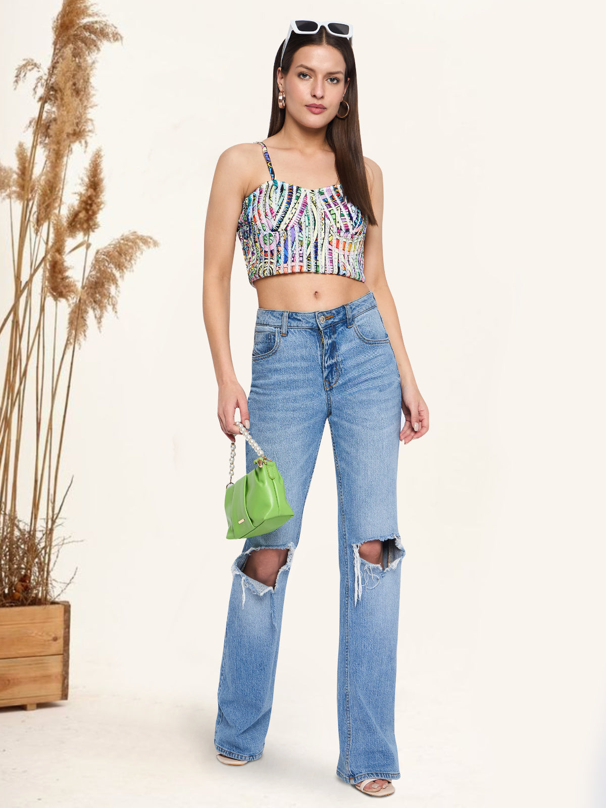Women Blue Corset Crop Top