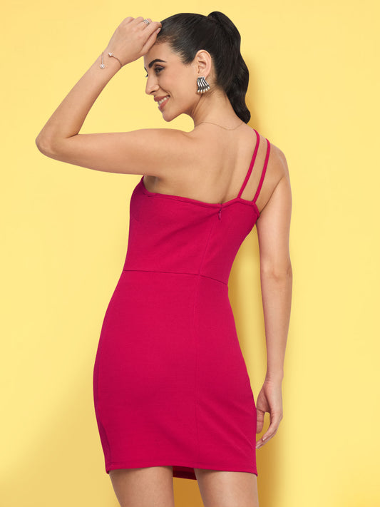 Women Fuchsia Double Strap Dress