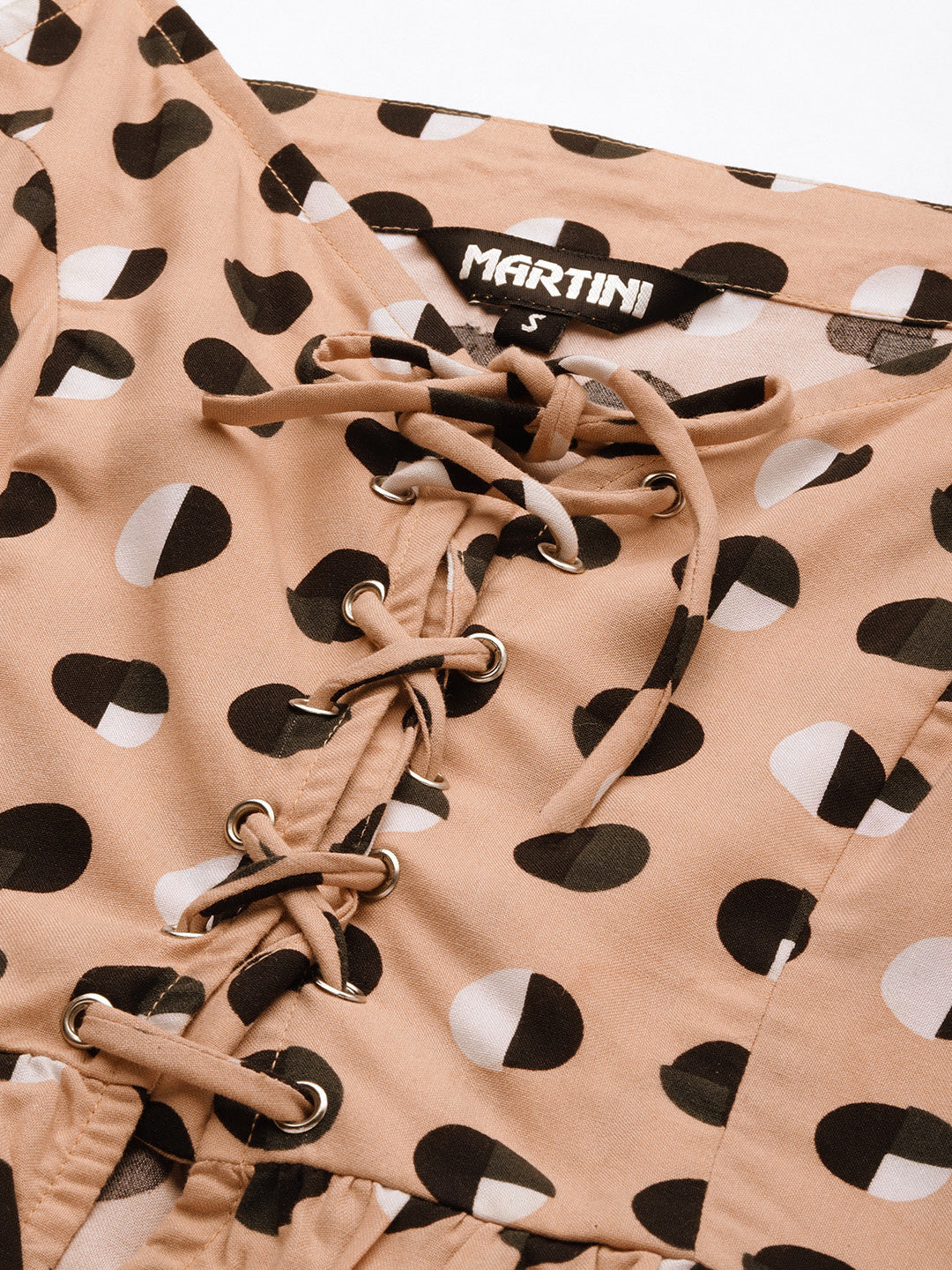 Women Peach Printed Rayon Crop Top