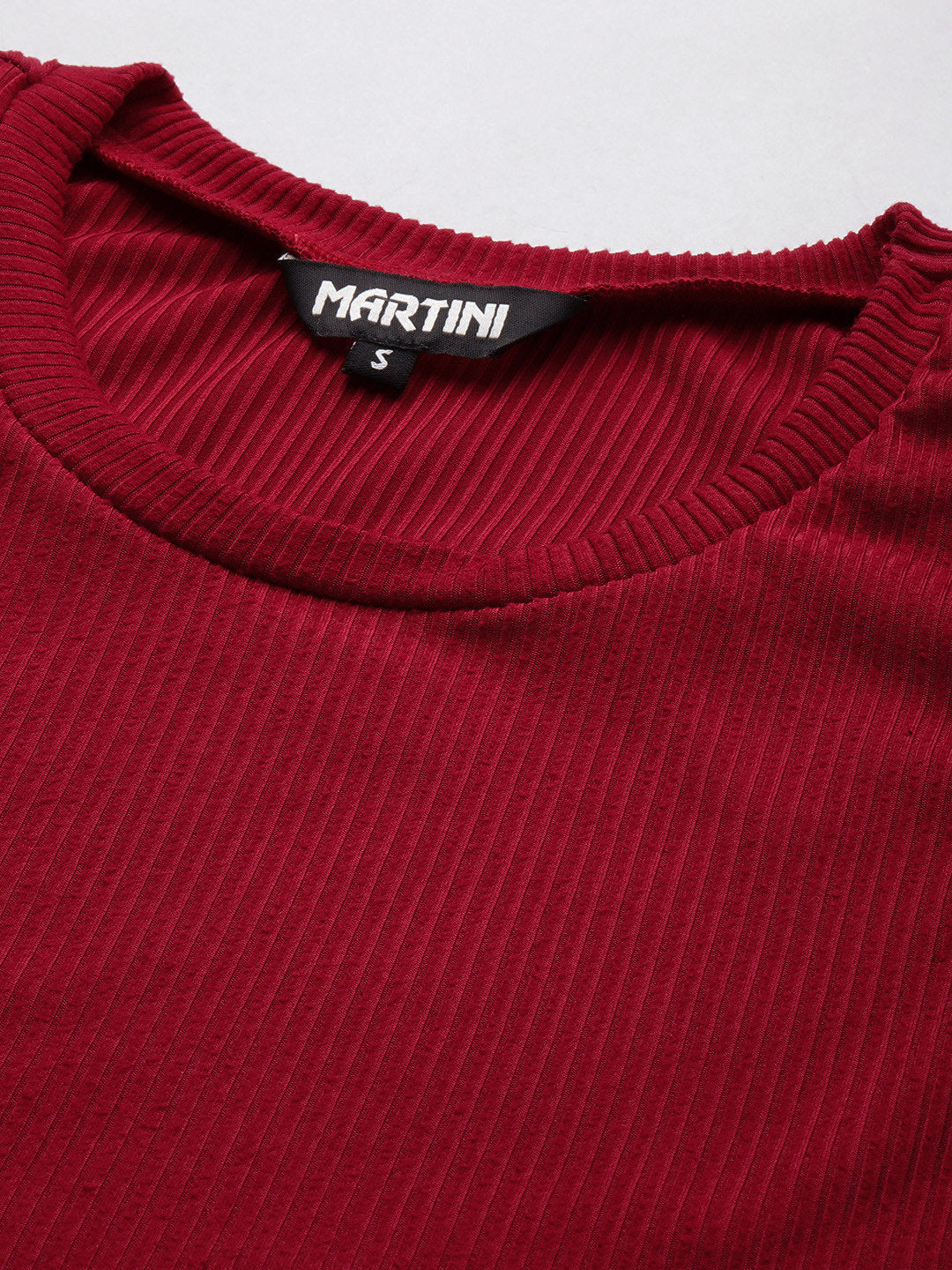 Women Red Rib Cross Over Top