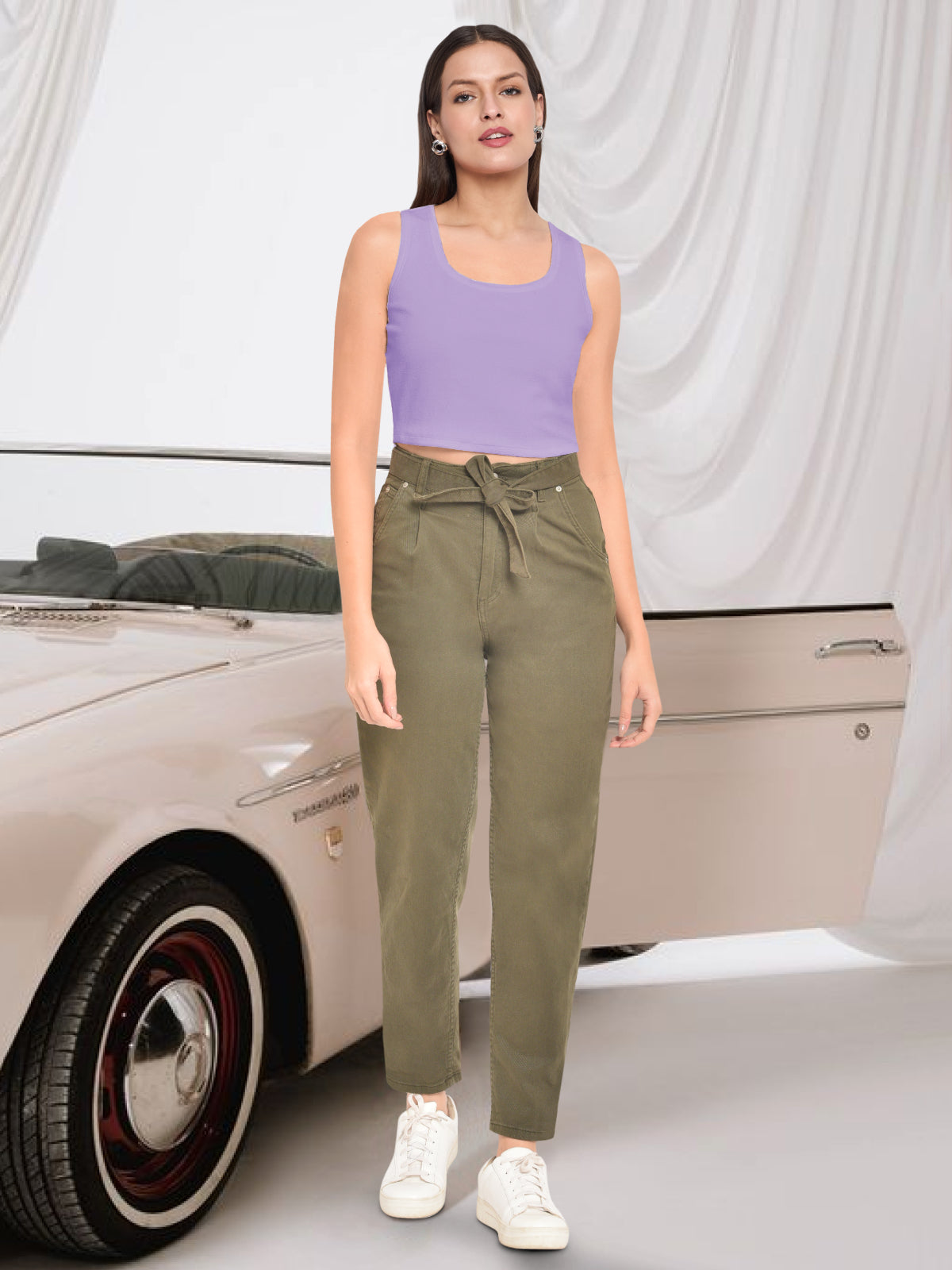 Women Purple U Neck Top