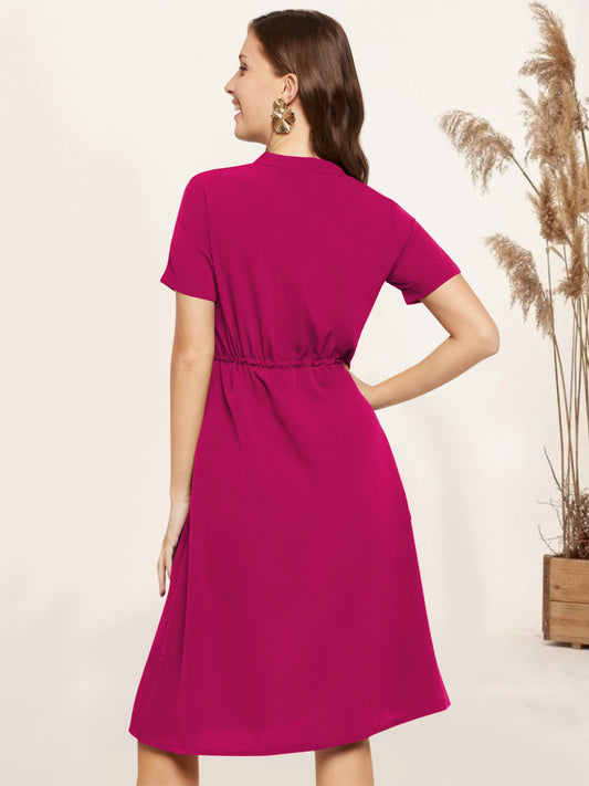 Women Pink Midi Shirt Dress