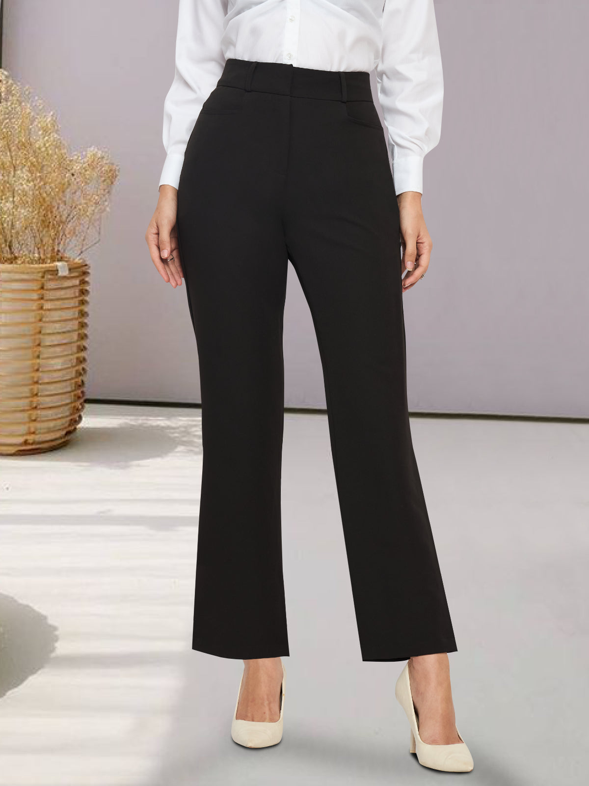 Women Black High Waist Trouser