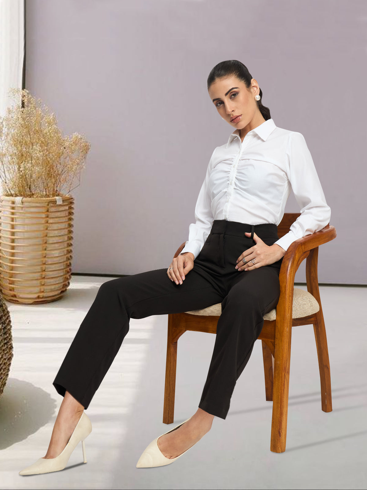 Women Black High Waist Trouser