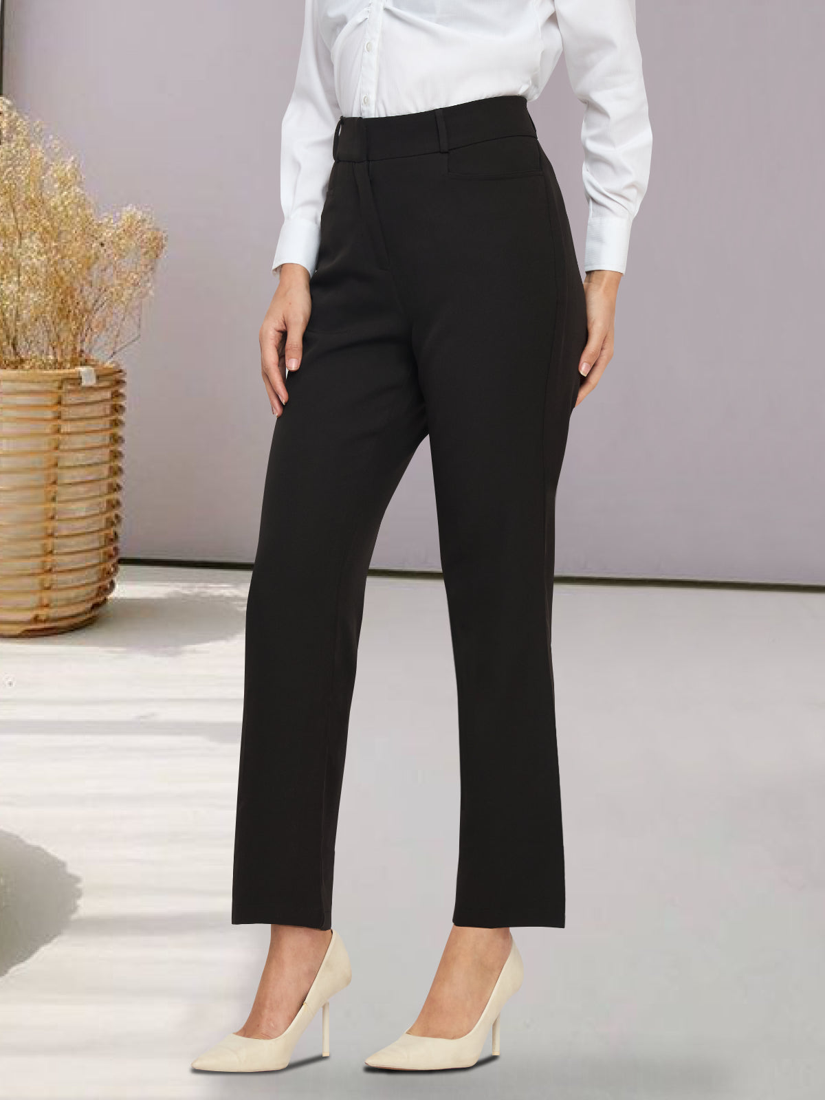 Women Black High Waist Trouser