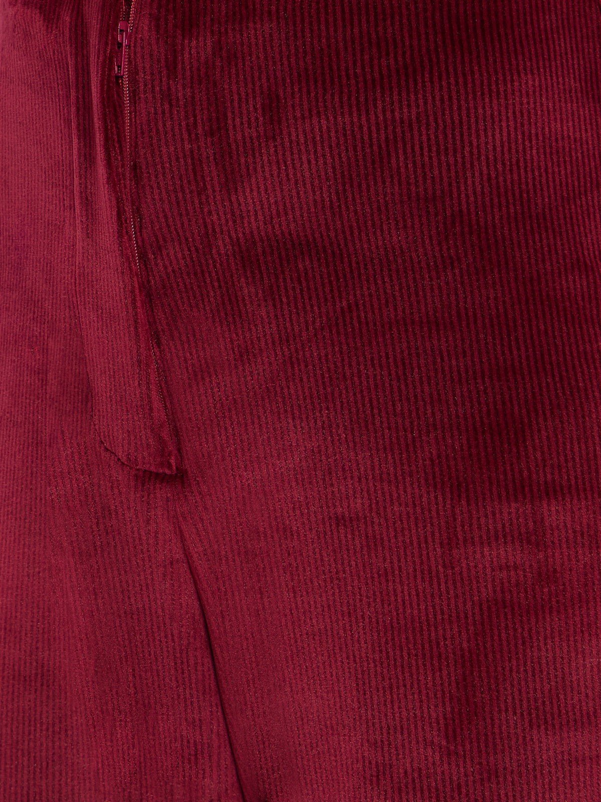 Women Maroon Velvet Corduroy Trouser