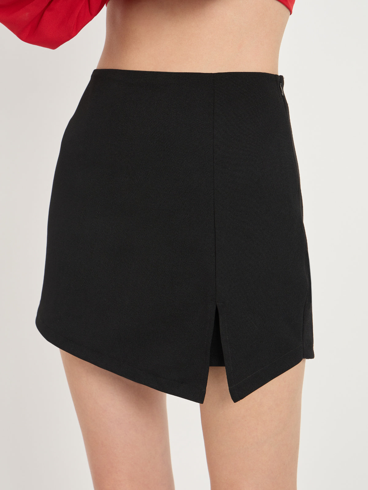 Women Black Side Slit Skort