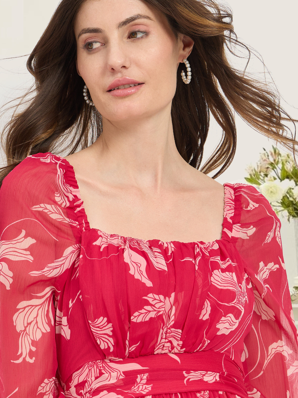 Women Pink White Back Knot Dress
