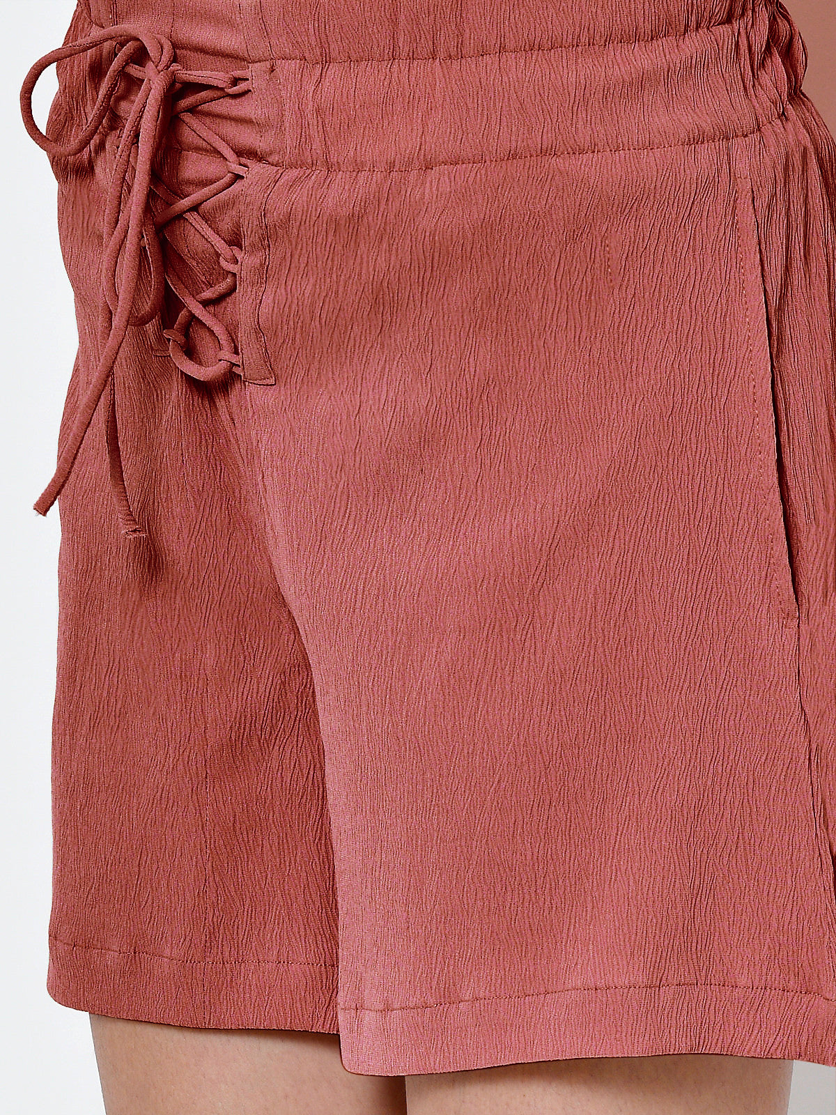 Women Pink Tie Up Shorts
