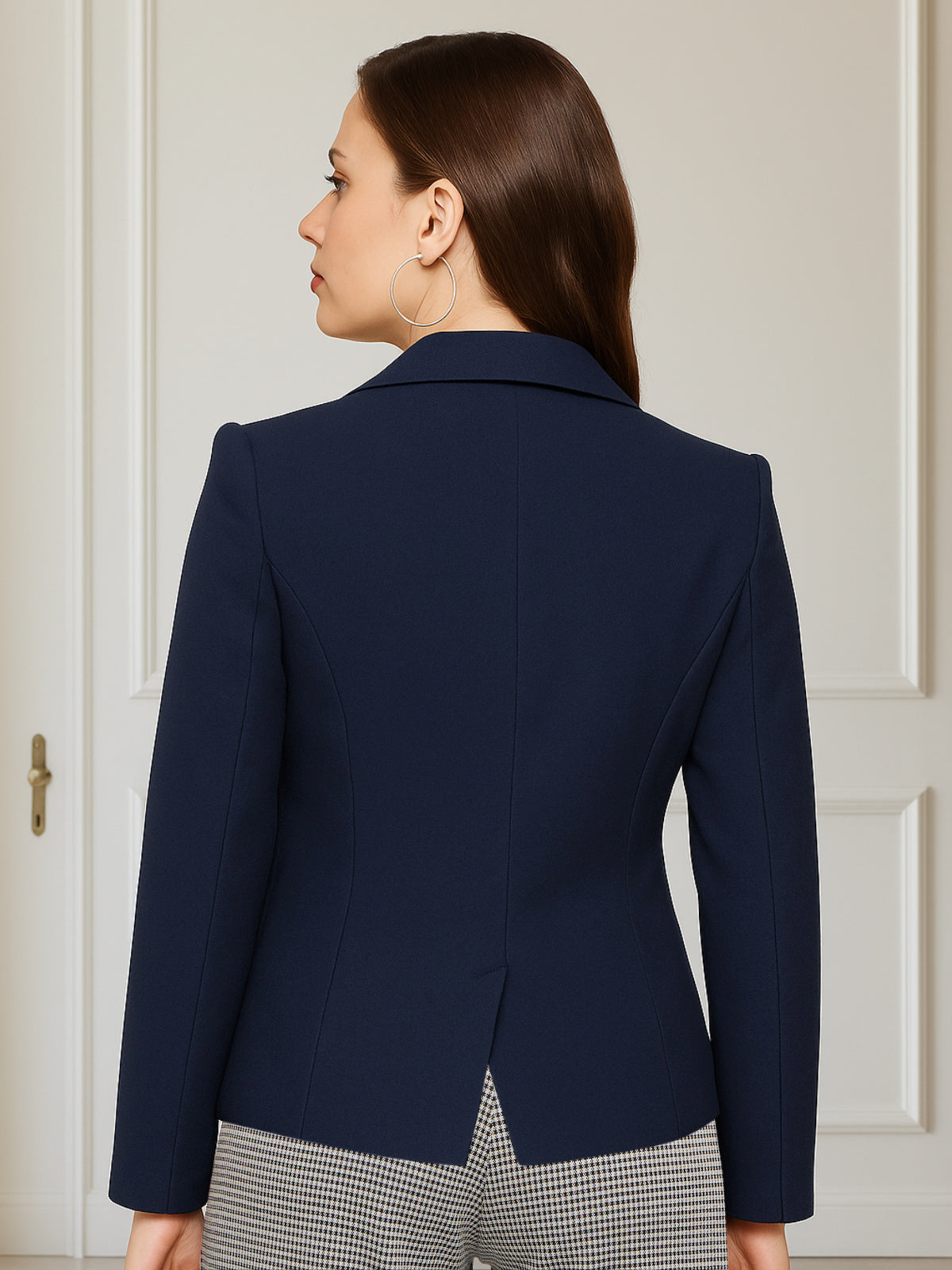 Women Navy Blue Tailor Fit Blazer