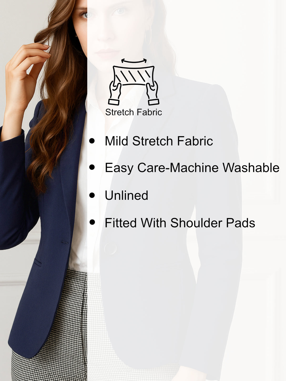 Women Navy Blue Tailor Fit Blazer