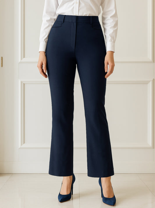 Women Navy Blue High Waist Trouser