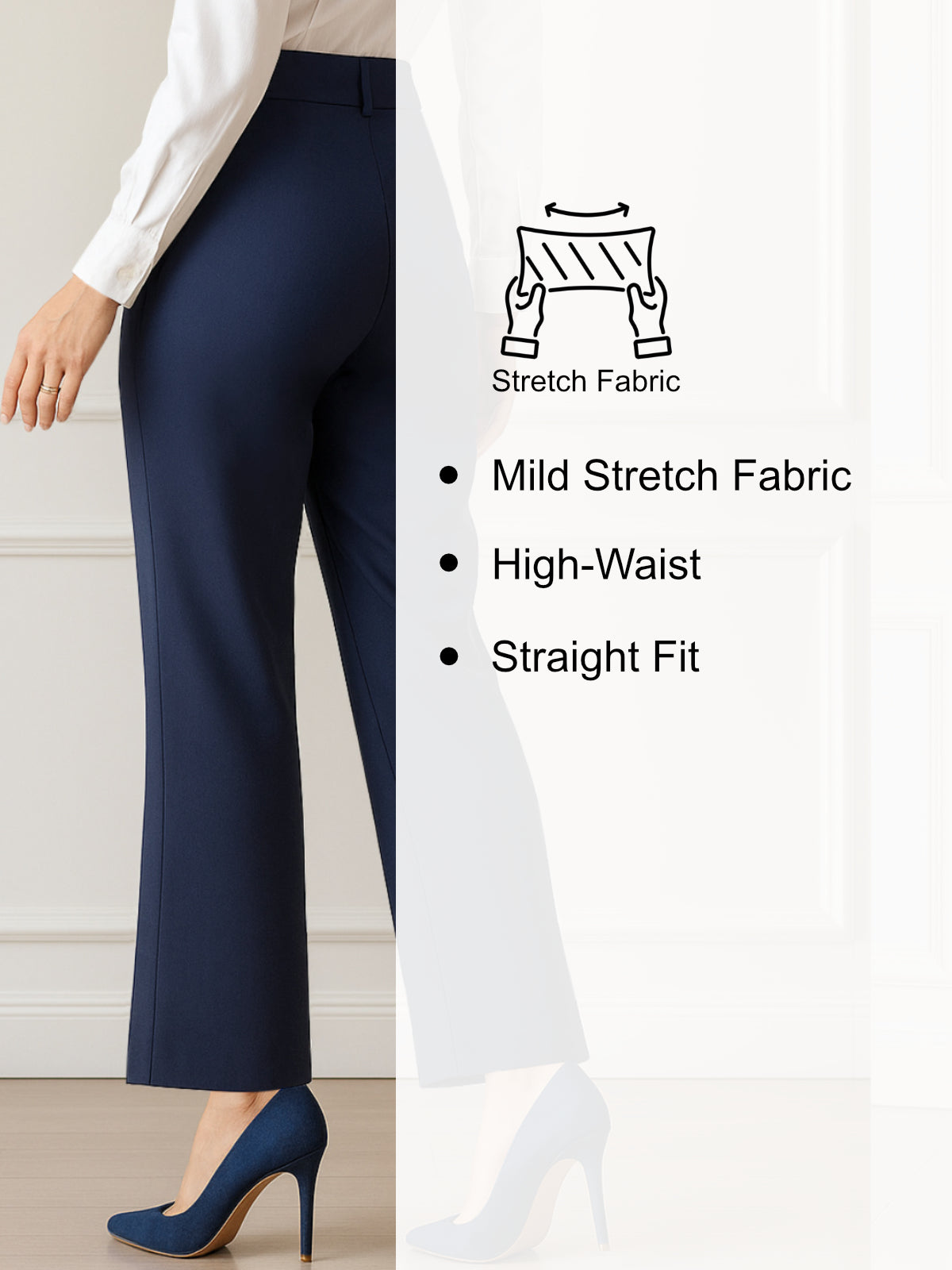 Women Navy Blue High Waist Trouser