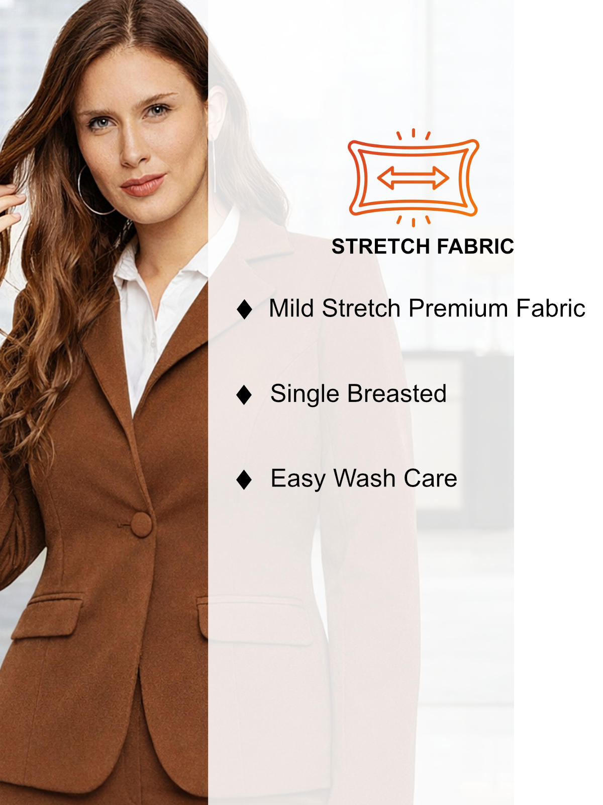 Women Mocha Brown Single Breasted Blazer